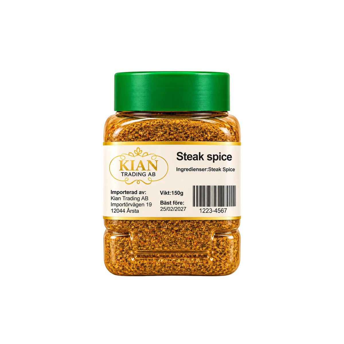 Steakkrydda KIAN i glasburk med grön lock, innehåll 150 g