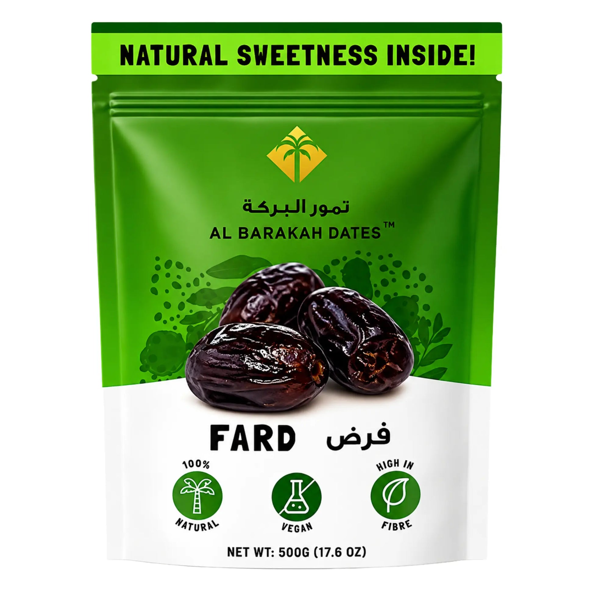Påse med fard-dadlar, 500 g, mörka dadlar i plastpåse