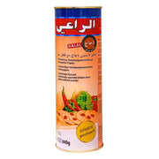 AlRaii stark kyckling luncheonkött 840g burk, halal, med paprika och sallad på etiketten.