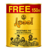 Aseel vegetabiliskt fett med smörsmak, gul metallburk 1,15 l
