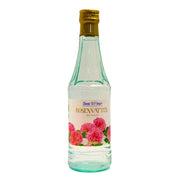 Rosenvattenflaska 300 ml i transparent glas med guldfärgat lock