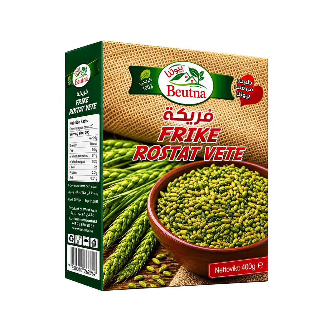 Beutna Freekeh 400g – Rostad grön vete med rökig smak
