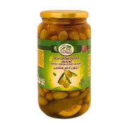 Glasburk med hela gröna oliver Salkini, orientaliska inläggningar, 1300g