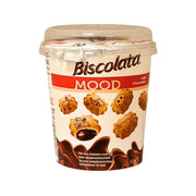 Biscolata Mood mjölkchokladfyllda kex i plastbägare, 115g, med roliga tryck på kexen