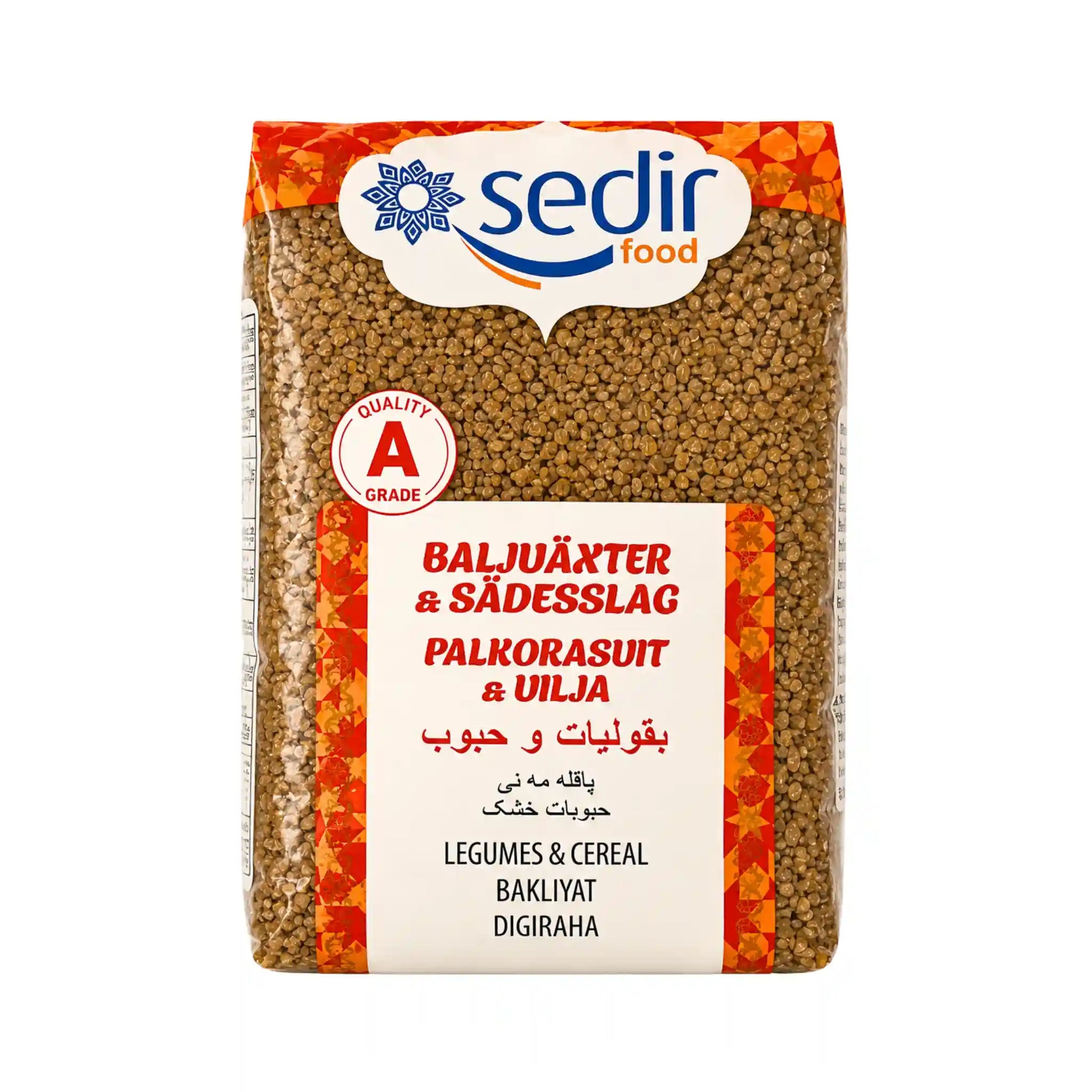 Grov bulgur i transparent förpackningspåse, Sedir Food