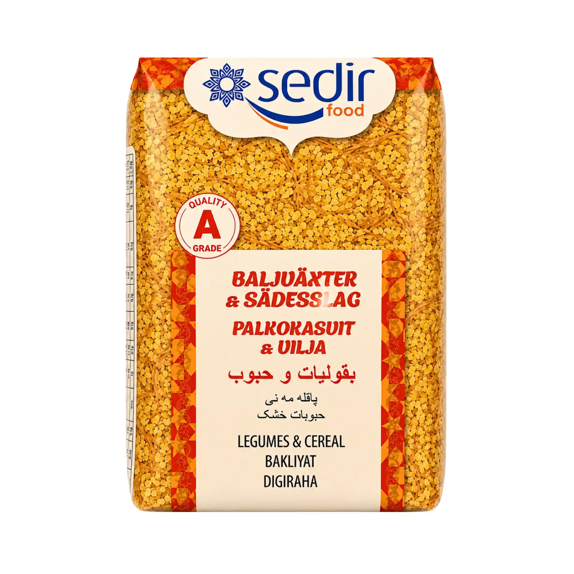 Sedir bulgur vermicelli i påse med gulbrunt innehåll