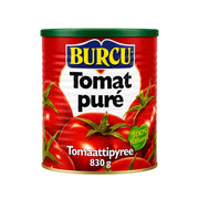Burcu tomatpuré 830 g i konservburk med röd etikett och lock