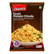 Krispigt potatischipsnacks i brun påse med Chheda's-logga