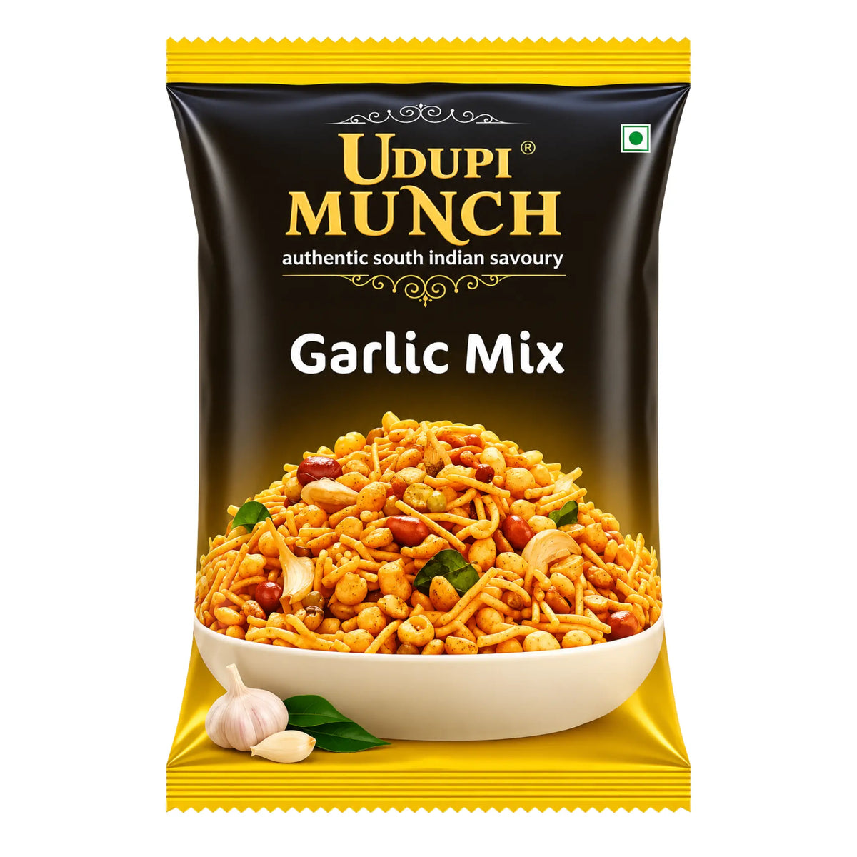 Chheda's Garlic Mix 170g förpackning – krispig indisk snacksmix med vitlök och kryddor