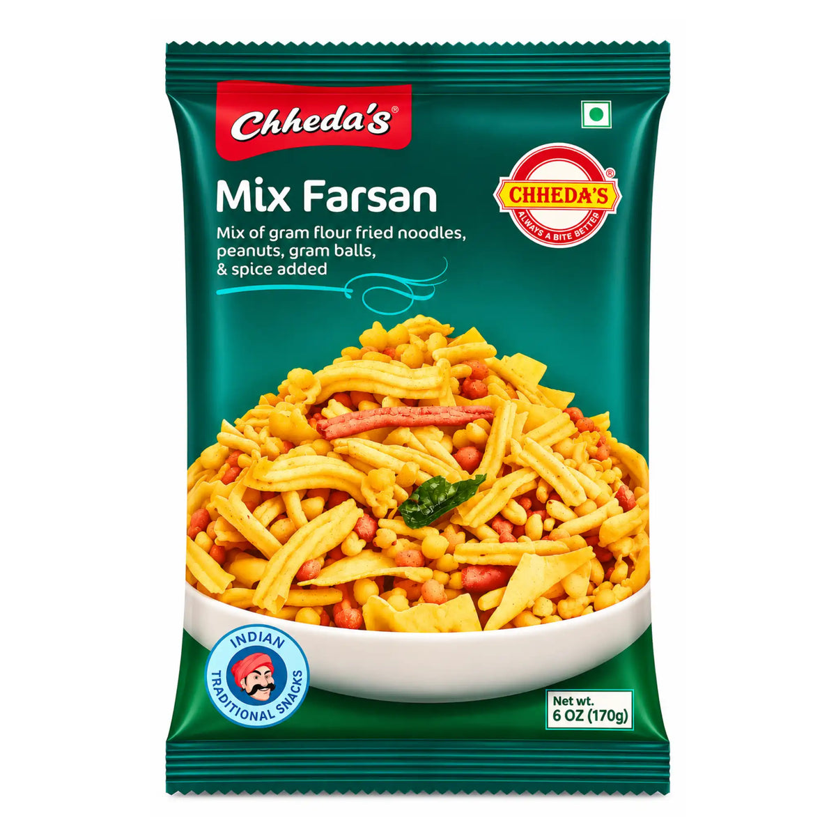 Indisk snackmix i grön påse, Chheda's Mix Farsan 170 g