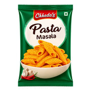 Chheda’s pasta masala i grön påse med pasta i skål