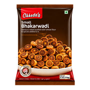Bhakarwadi-snacks i brun påse med Chheda’s Small Bhakarwadi-etikett, 170 g