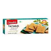 Förpackning med Chheda’s Tal Sakdi 170g, krispig indisk sesamknäck med jaggery på shirdill.com.