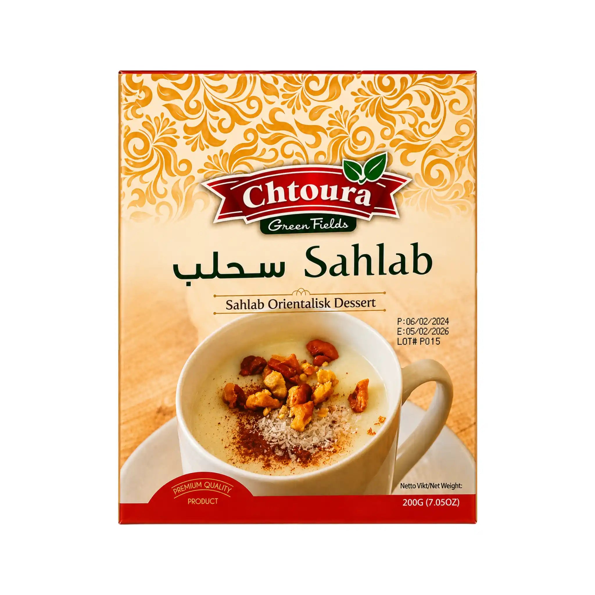 Sahlab Chtoura Green Fields pulvermix i 200 g kartongförpackning