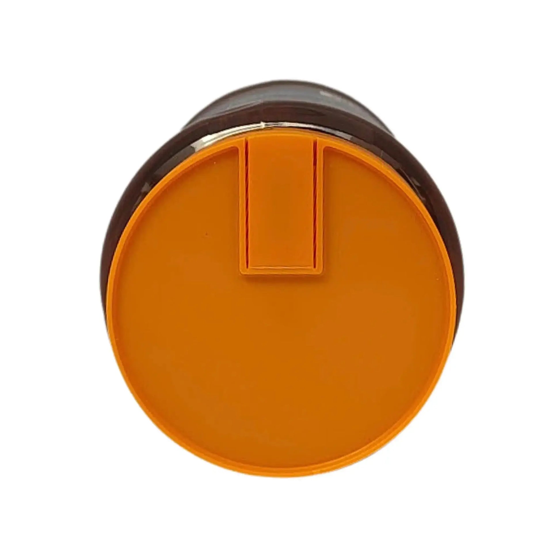 Rund burk med orange lock, kaffemjölkförpackning, sett uppifrån