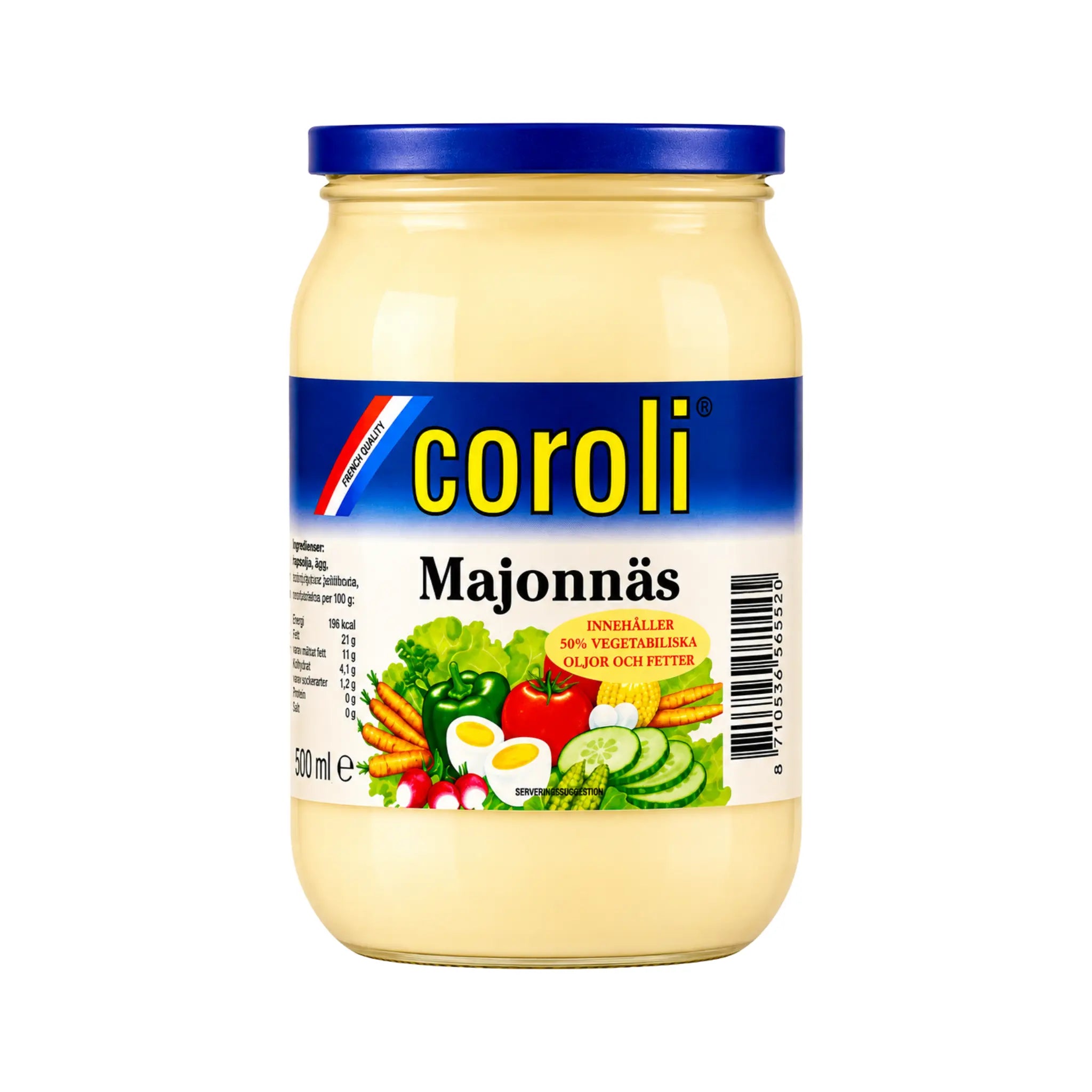 Coroli majonnäs i glasburk med blå lock, 500 g