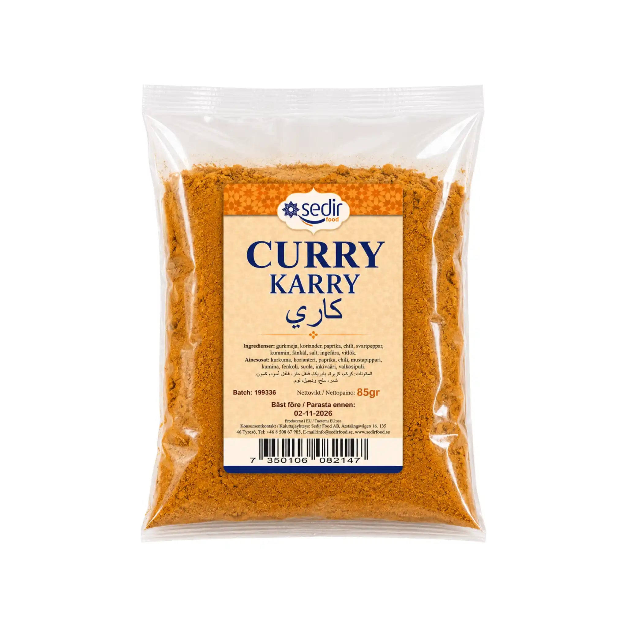Curry-kryddmix i förseglad påse, Sedir, 85 g