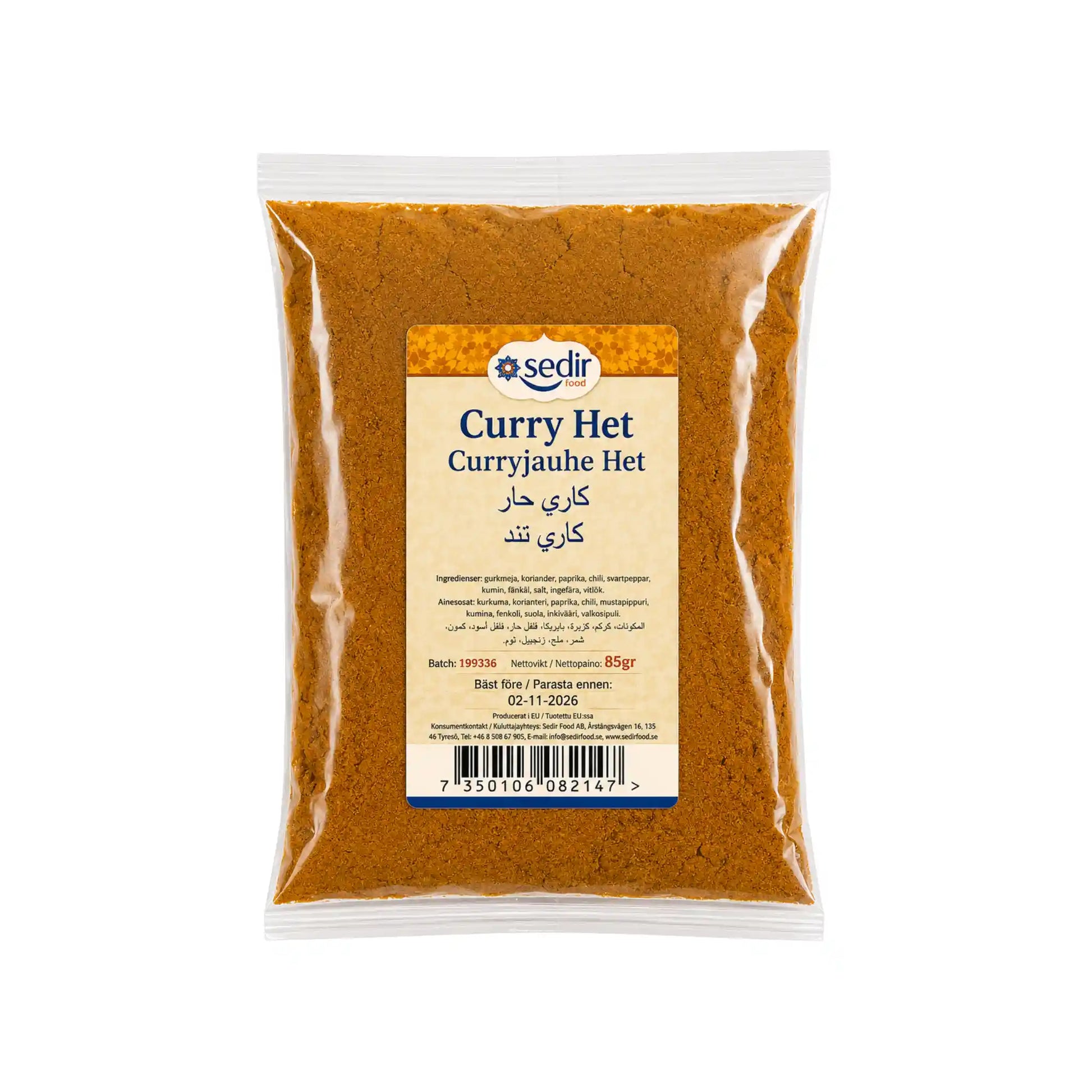 Sedir curry kryddblandning i 85 g påse, pulver i brun färg