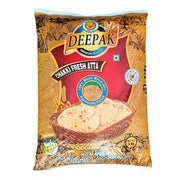 Deepak Chakki Fresh Atta 5 kg paket, fullkornsvetemjöl med bild på färska rotis
