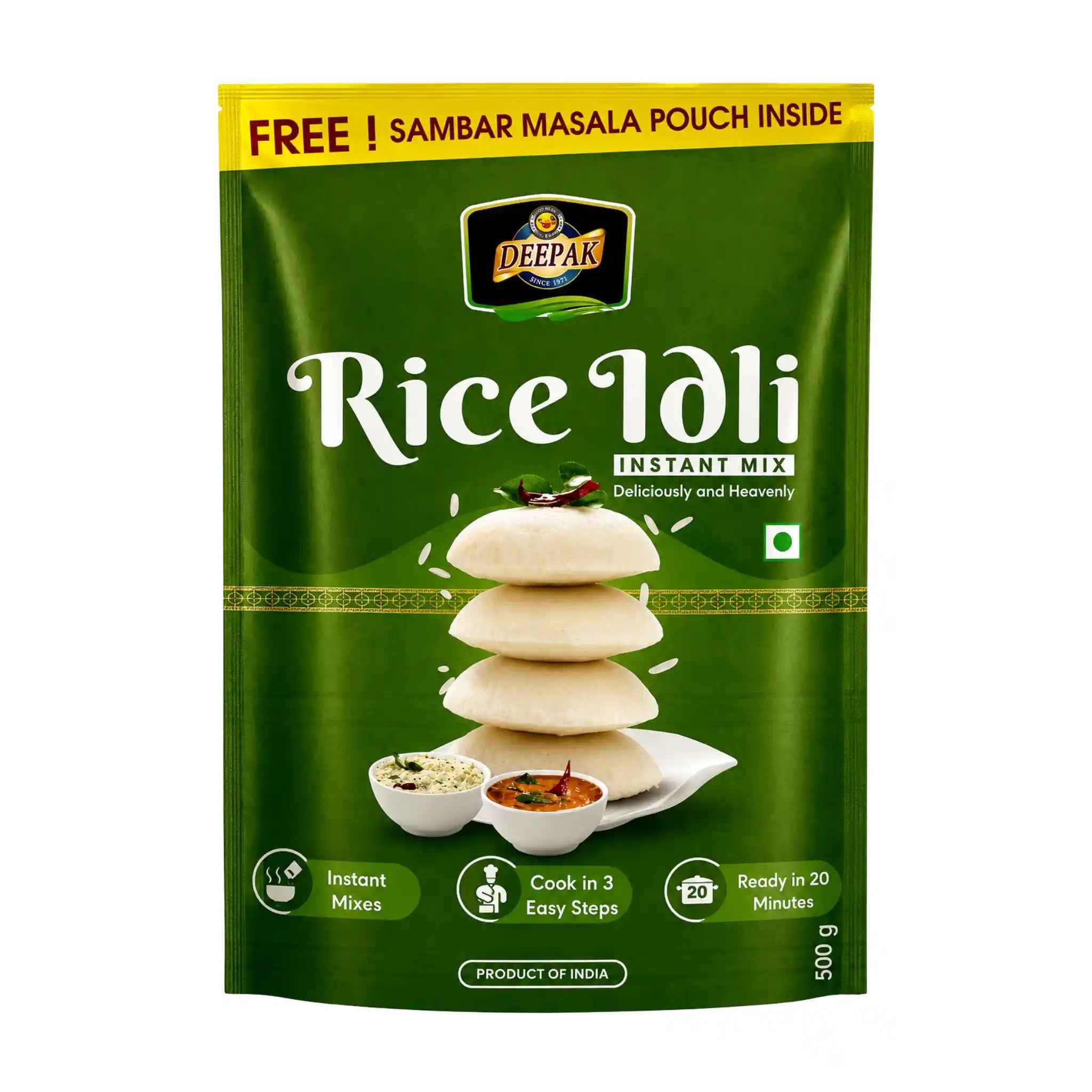 Ris-idlimix i grön påse från Deepak, 500 g.