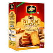 Deepak suji rusk 600 g i kartong, med bild på kex.