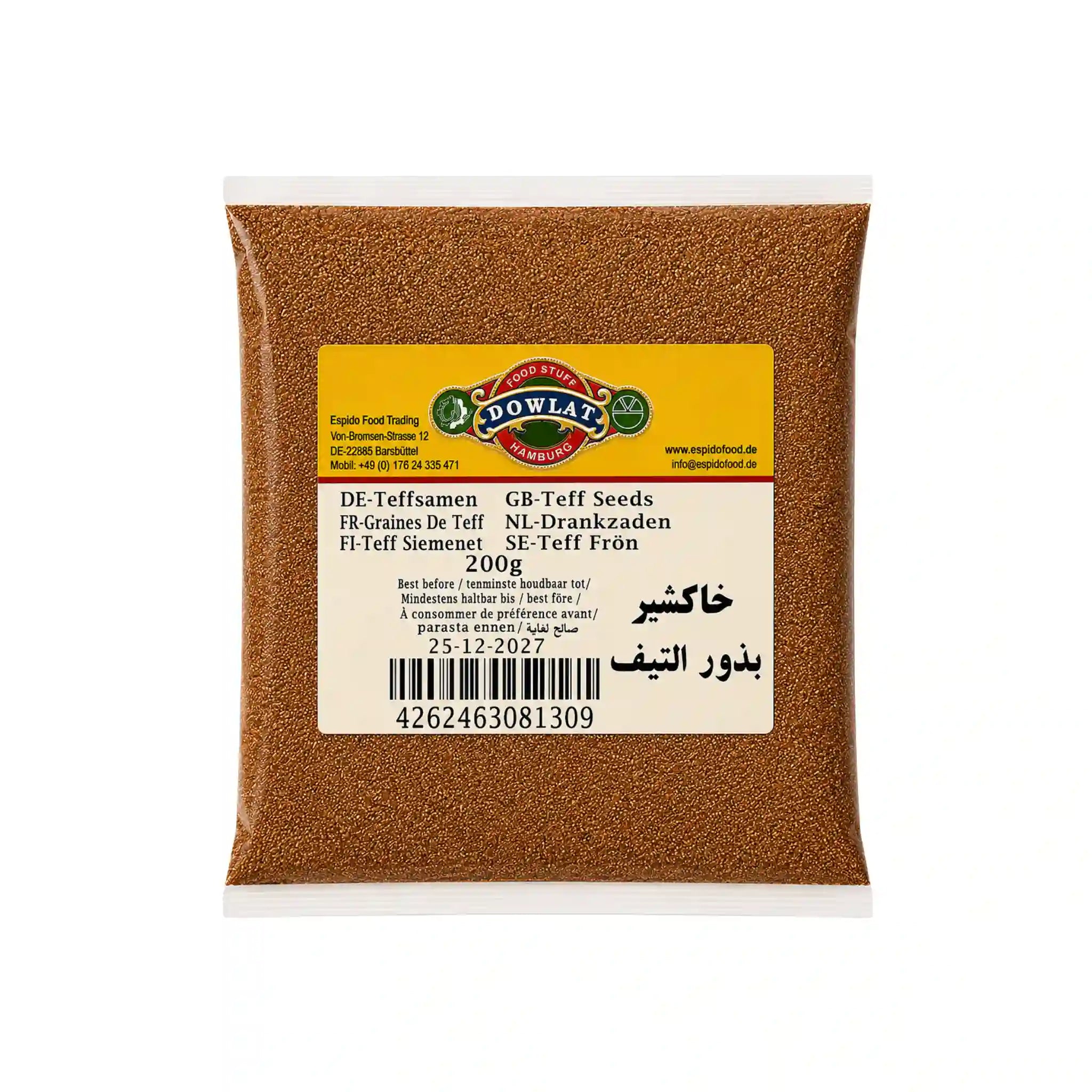 Påse med tefffrön 200 g, Dowlat.