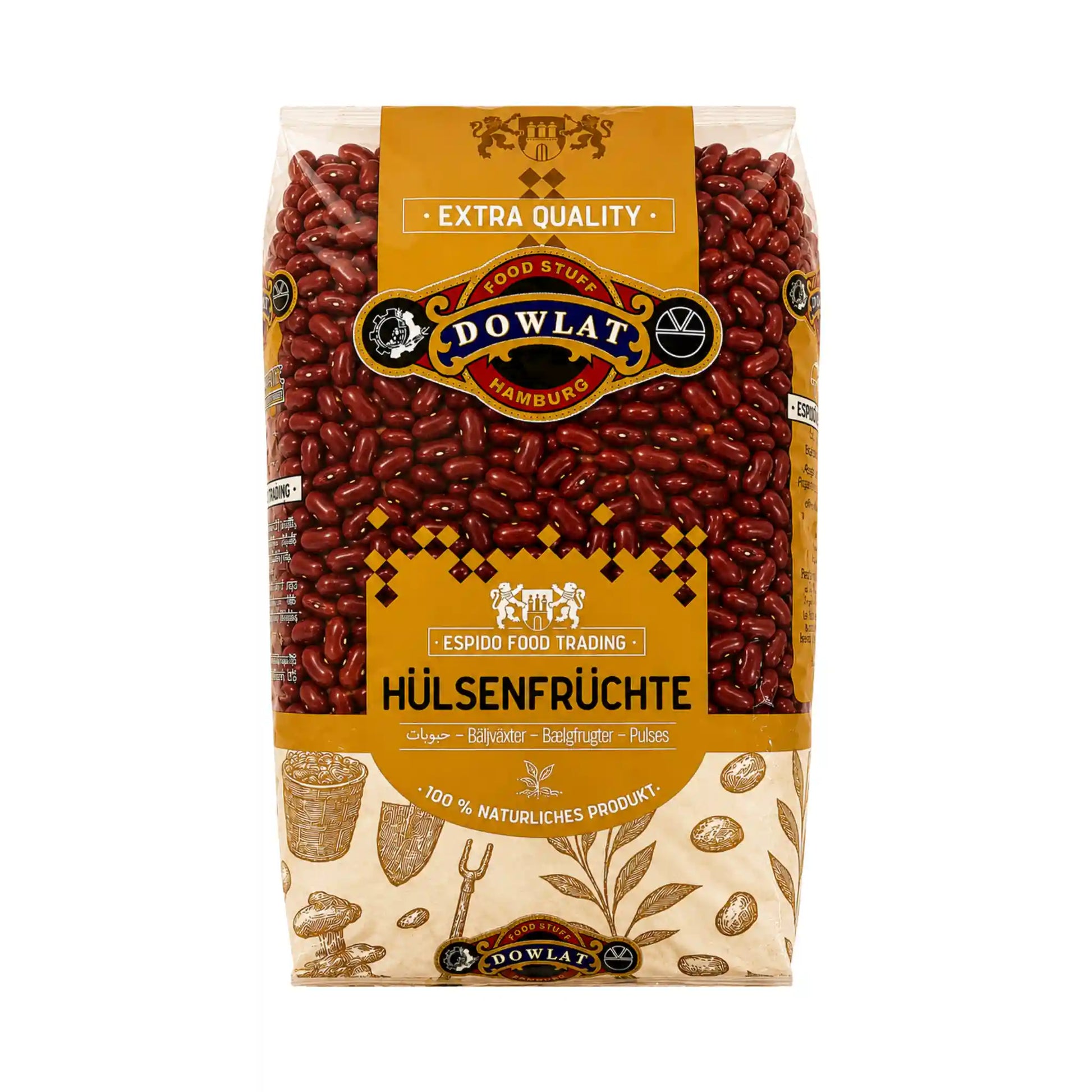 Påse med röda bönor från Dowlat, genomskinlig förpackning.