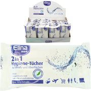 2-i-1 desinfektionsservetter för händer och ytor, Elina med aloe vera extrakt, förpackning