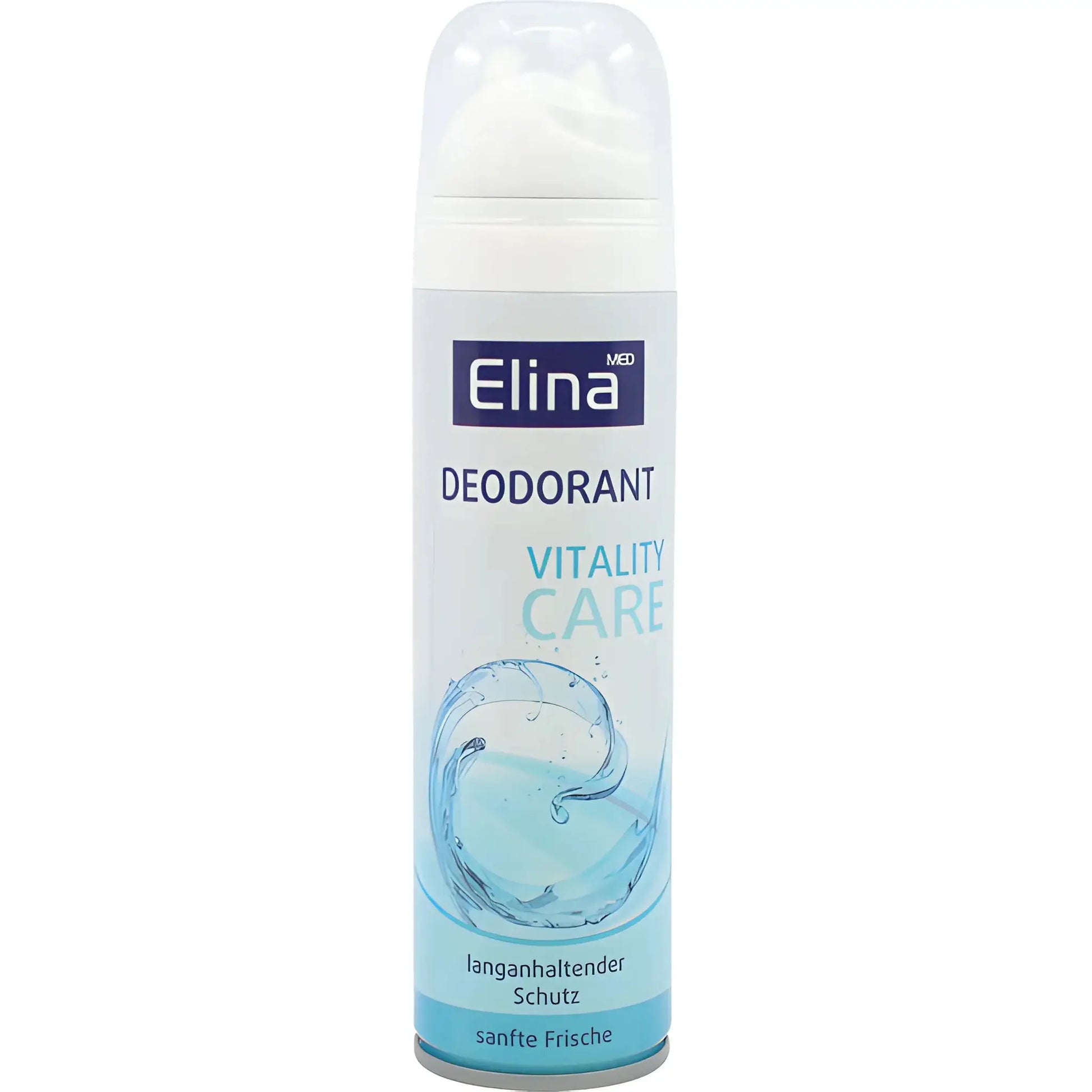 Elina deo spray Vitalitet, deodorantflaska med blå vattenmotiv, långvarigt skydd