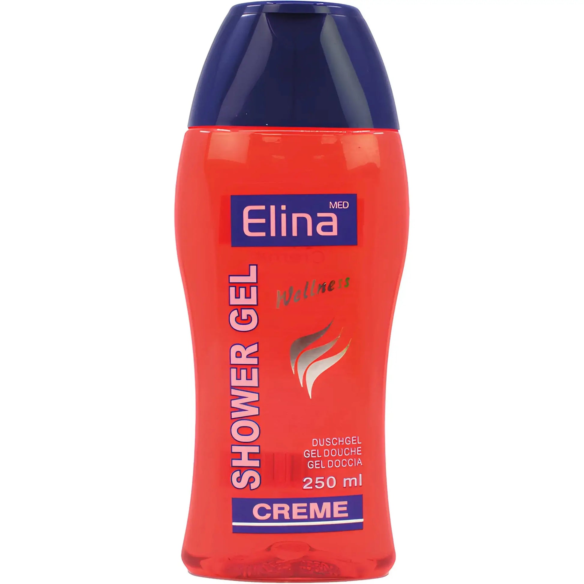Röd Elina duschgelé creme 250 ml flaska med blått lock, wellness, kroppsvård