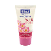 Handkräm med vildros, Elina 50ml, fuktgivande, tub med rosa blommor, för normal hud
