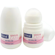 Elina Sensual Care deo roll-on intensiv vård, två vita flaskor mot vit bakgrund