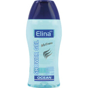 Elina Shower Gel Ocean 250 ml blå flaska, duschgel för wellness och rengöring.