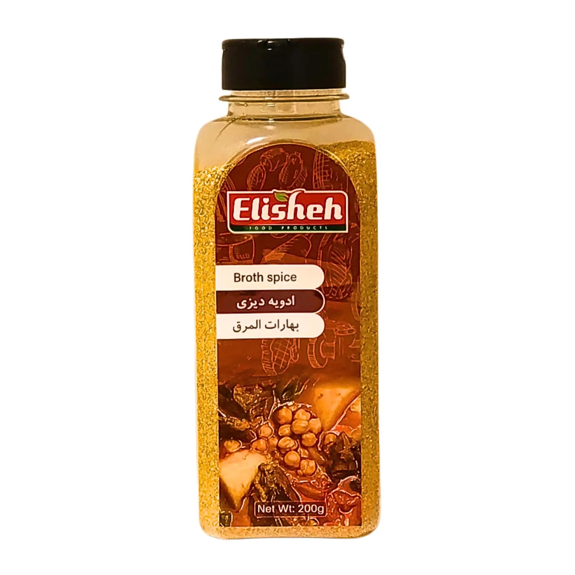Elishef gryta kryddor 200g i plastburk med svart lock, broodkrydda för orientaliska rätter