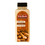 Plastburk med schalottenlökspulver 200g, etikett med bild på schalottenlök och texten Shallot powder.