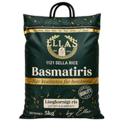 Basmati ris i grön påse med handtag, Ellas-märkning och 5 kg nettovikt