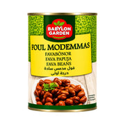 Babylon Garden foulmodemmas på burk med fava-bönor på etiketten