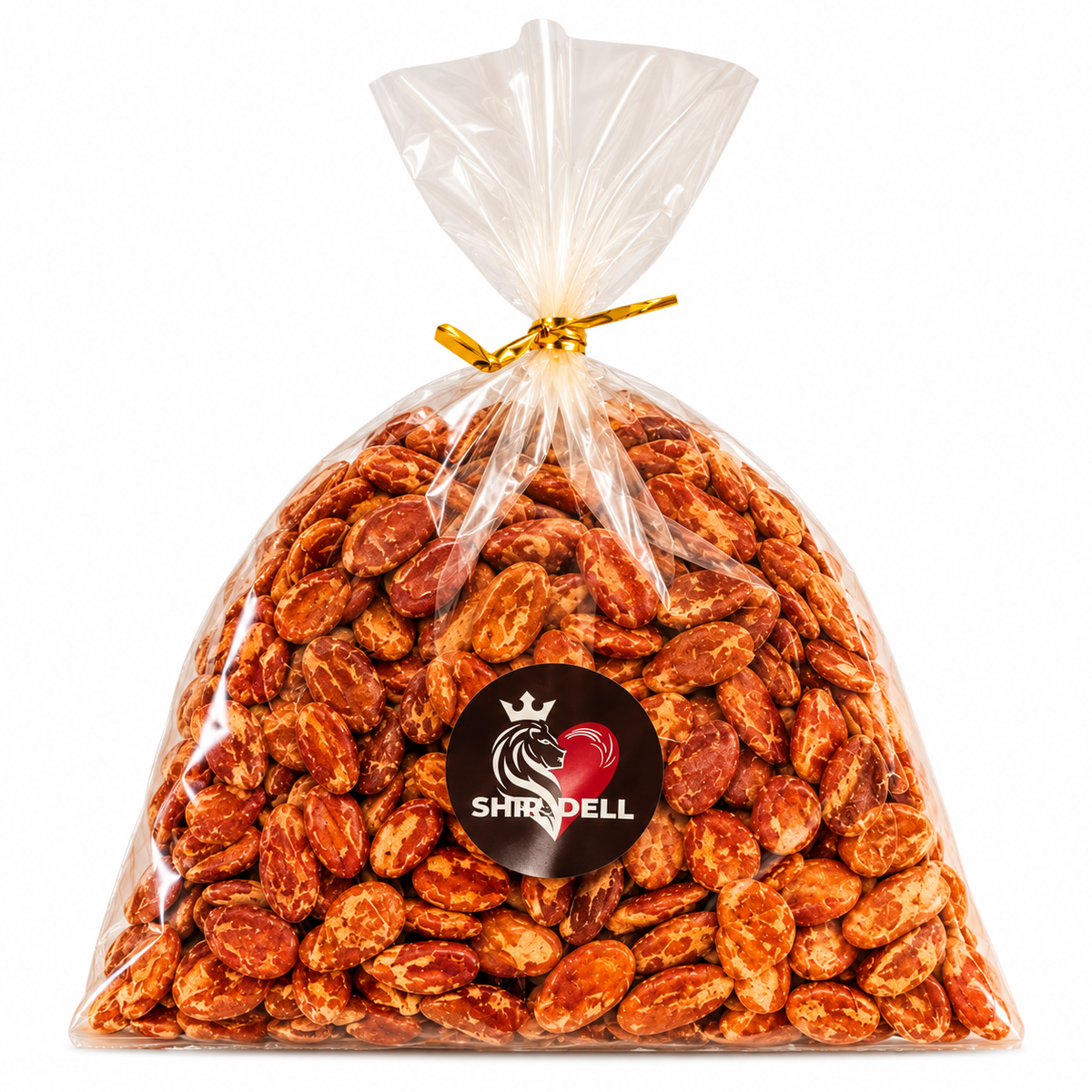 Påse med vattenmelonfrön 250 g, orangebruna kärnor i plastpåse
