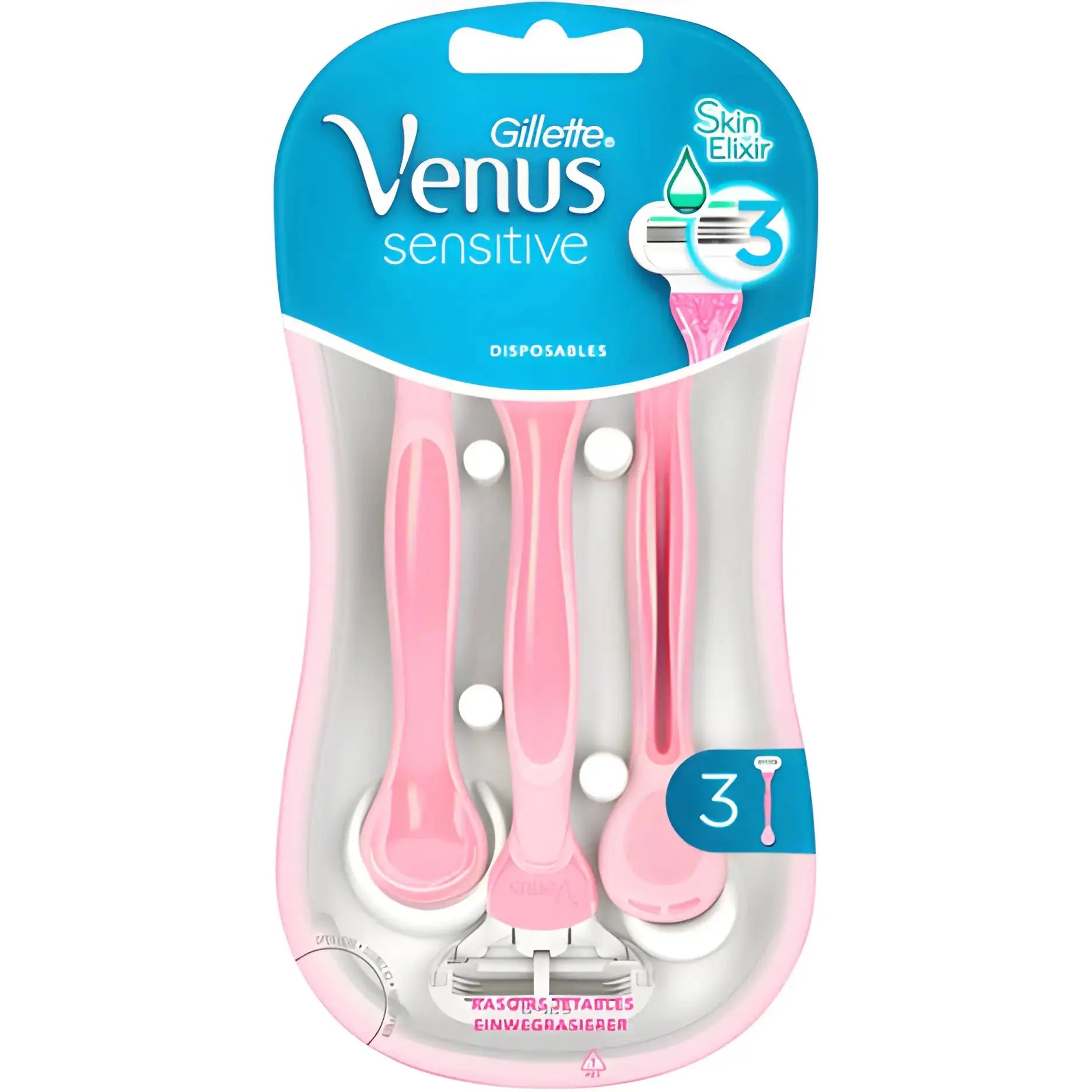 Gillette Venus Sensitive engångshyvlar, rosa, 3-pack, för känslig hud