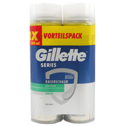 Gillette rakskum 2-pack för känslig hud, 250 ml vardera, blå och gul förpackning
