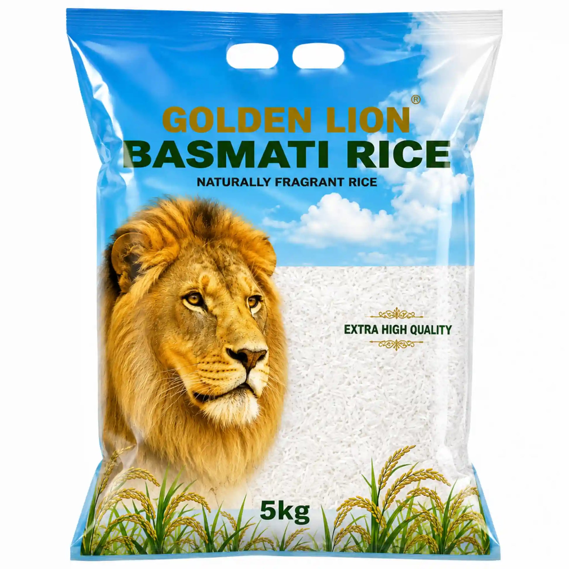 Golden Lion® basmatiris i blå påse med lejonmotiv, 5 kg