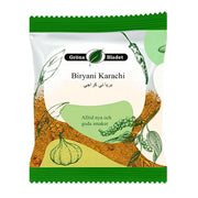 Gröna Bladet Biryani Karachi kryddmix 40g, färgglad förpackning med kryddor och vitlök