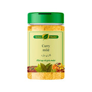 Gröna Bladet curry mild i plastburk, orientalisk krydda 140g med grön lock.