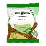 Påse med Hawaij Kleecha krydda 40g, med illustrerad vitlök, örter och grön dekor.