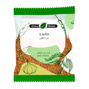 Gröna Bladet Linfrö 60g förpackning med illustration av linfrön, vitlök och peppar