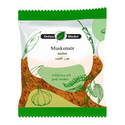 Påse med mald muskotnöt, orientaliska kryddor, grönt och vitt förpackning, 40g.