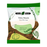 Gröna Bladet Tikka Masala kryddpåse, 40g, vit grön förpackning med kryddillustrationer