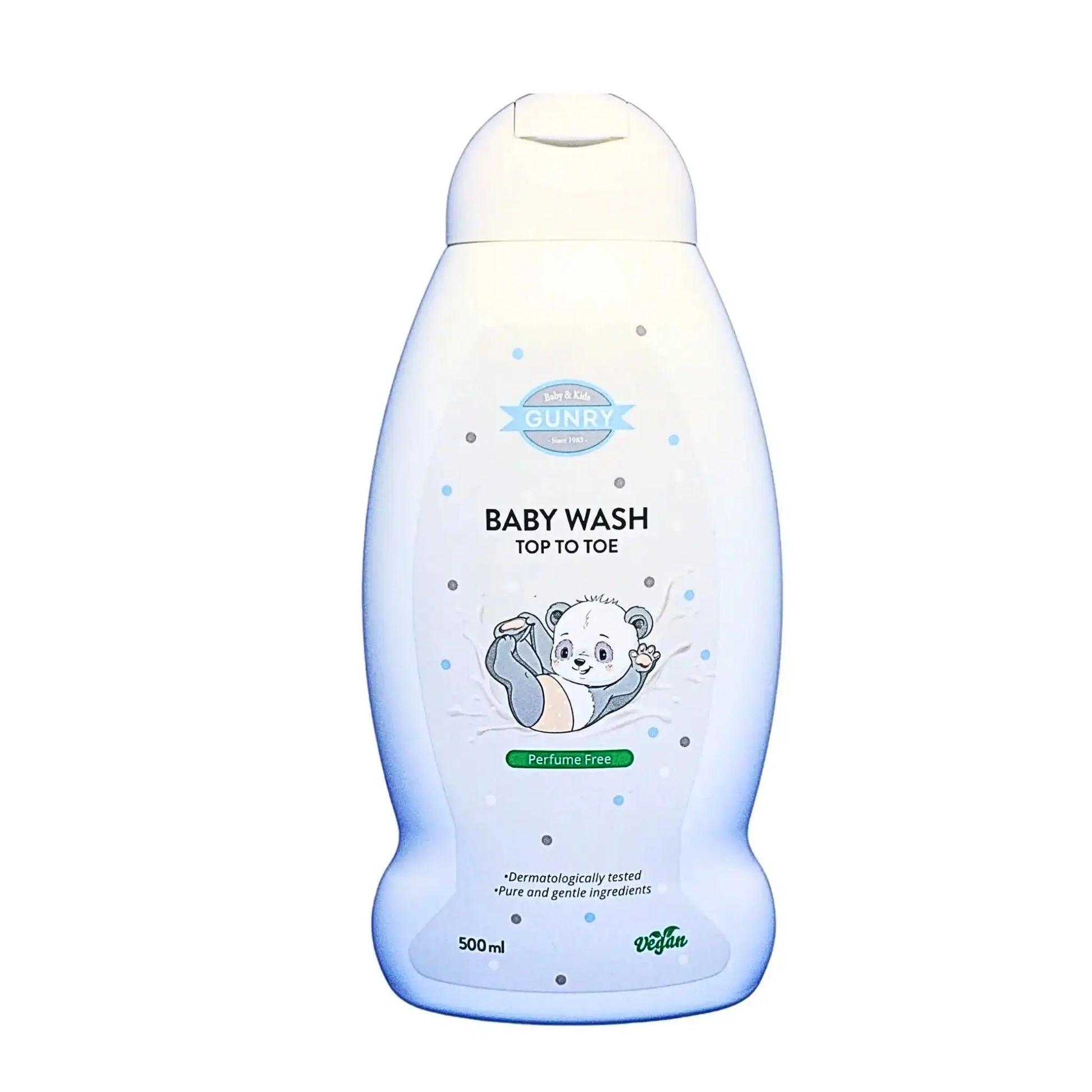 Gunry parfymfri baby wash 500 ml flaska med tecknad björn för känslig babyhud