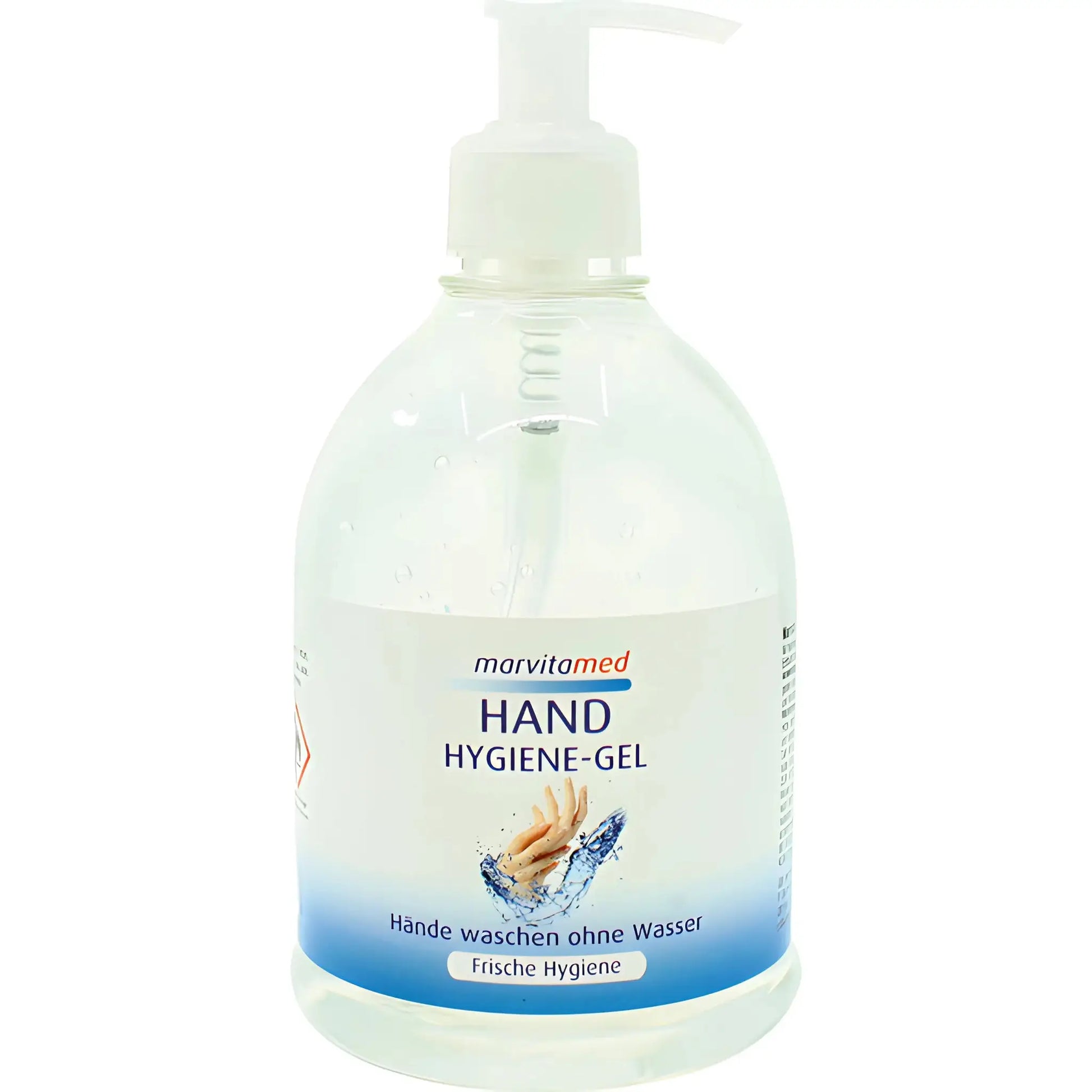Flaska med handdesinfektionsgel med pump, transparent gel för hygien och rengöring