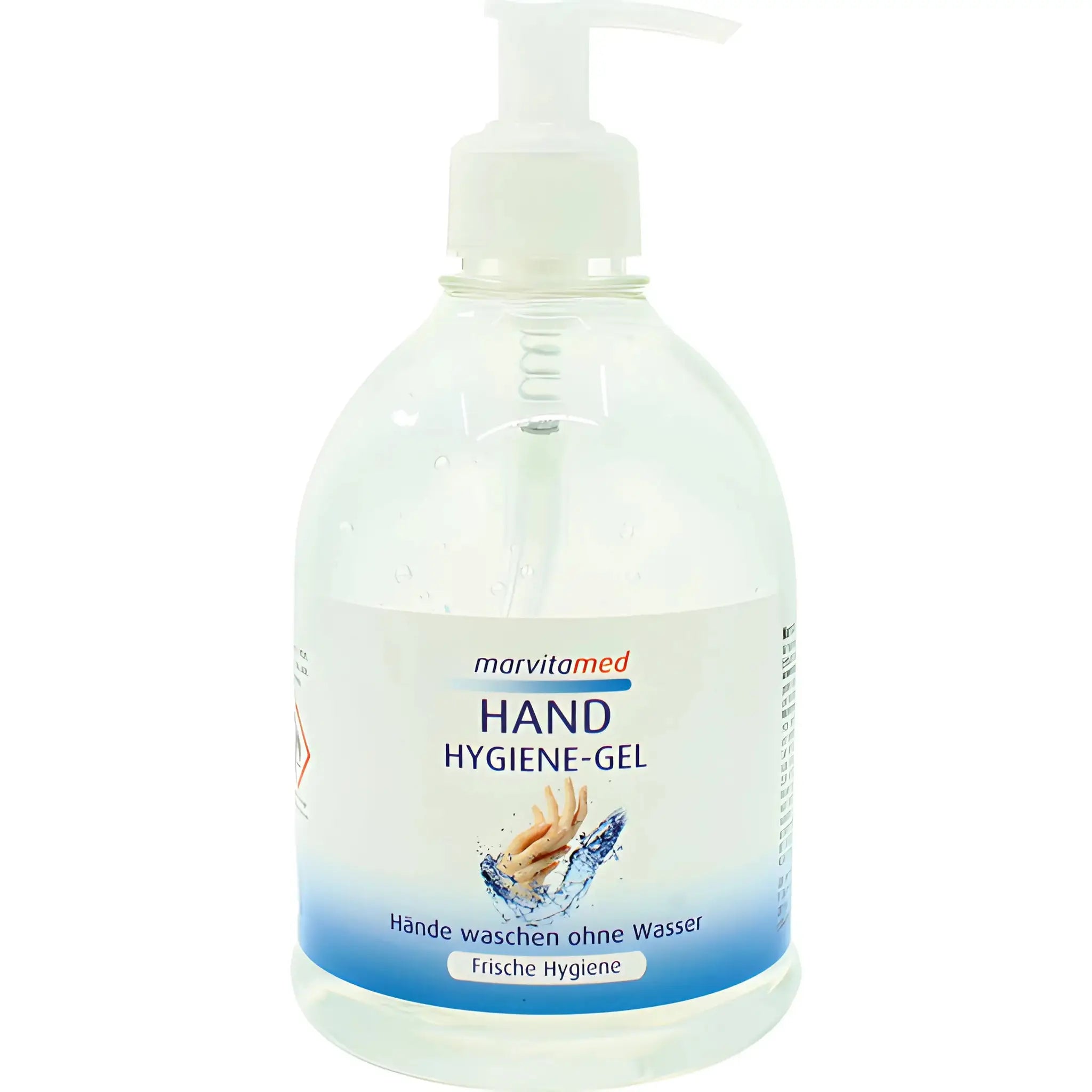 Flaska med handdesinfektionsgel med pump, transparent gel för hygien och rengöring